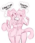  absurd_res animatronic anthro bizounette breasts chipmunk clothed clothing cute dialogue duo english_text female freckles hair hi_res looking_at_viewer machine mammal parody pink_theme popgoes rebus robot rodent short_hair shorts sibling sisters smile talking_to_viewer text 