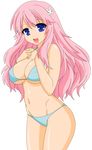  absurdres baka_to_test_to_shoukanjuu bikini blue_eyes breast_hold breasts highres himeji_mizuki pink_hair solo swimsuit vector_trace 