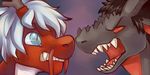  2016 angry anthro black_hair dragon duo eastern_dragon grey_skin hair horn lychgate male red_skin scalie seraph_sharpscale sharp_teeth styx_y._renegade teeth western_dragon whiskers white_hair white_skin 