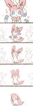  blue_eyes bow closed_eyes comic ears_down gen_6_pokemon highres long_image lovewolf5122 no_humans open_mouth pokemon pokemon_(creature) ribbon smile solo_focus surprised sylveon tall_image 