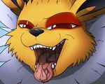  2016 black_nose digital_media_(artwork) eeveelution eye_scar facial_scar fan_character feral flux_the_jolteon front_view fur gaping_mouth headshot_portrait jolteon kuroodod looking_at_viewer male mouth_shot multicolored_fur nintendo open_mouth pink_tongue pok&eacute;mon portrait raised_eyebrow red_eyes red_fur saliva scar signature smile smirk solo teeth tongue tongue_out video_games white_fur yellow_fur 