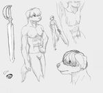  9x9 abs animal_genitalia balls blind bulge canine dog male maltipoo mammal melee_weapon nipples pose sheath sketch solo sword weapon 