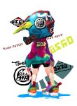 1girl arms_at_sides bike_shorts colorful from_behind full_body helmet highres inkling inkling_(language) legs_apart multicolored multicolored_clothes multicolored_footwear shoes sneakers solo splatoon splatoon_(series) splatoon_2 standing tarai_(silica5) white_background 