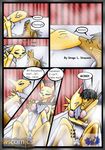  3rd_party_watermark anthro armpits better_version_at_source blush breasts chair_position comic digimon dragodraconis dragodraconis_(character) dragon drop female from_behind_position kissing male male/female moan nipples penetration penis pussy renamon sex shower watermark 