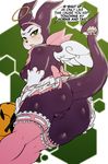  anus avante92 dialogue digimon english_text female impmon looking_at_viewer nude pussy solo text 