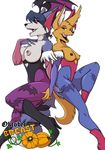  2016 alpha_channel anthro areola big_breasts breasts canine costume duo erect_nipples fara_phoenix female fox halloween holidays krystal mammal nintendo nipples star_fox video_games yawg 