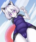  artist_request cat furry open_mouth short_hair swimsuit white_hair 