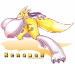  2016 anthro big_breasts black_sclera blue_eyes blush breasts clothing digimon elbow_gloves female fur gloves hi_res huge_breasts hyper hyper_breasts nipples nude renamon solo tuft voluptuous white_fur wide_hips xacro yellow_fur 