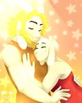  asgore_dreemurr beard boss_monster caprine duo facial_hair flower fur goat horn hug long_ears mammal marvellousminireena plant simple_background toriel undertale video_games white_fur 