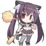  animal_ears cat_ears chibi kagura_yuuki kooh lowres mace midriff miniskirt pangya skirt solo thighhighs weapon zettai_ryouiki 