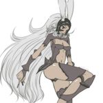  artist_request ass breasts bunny_girl cleavage final_fantasy final_fantasy_xii fran helmet long_hair lowres medium_breasts red_eyes silver_hair solo thighs viera 