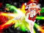  ahoge artist_request blush christmas hat long_sleeves one_eye_closed rizel rizelmine santa_costume santa_hat solo wallpaper 