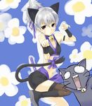  animal_ears black_cat blush cat darker_than_black flat_chest mao_(darker_than_black) paw_pose solo tail thighhighs u_(the_unko) yin 