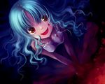  blood blue_hair copyright_request crazy_eyes red_eyes sayori smile solo yandere 