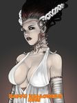  bad_id bad_pixiv_id bandages breasts bride_of_frankenstein covered_nipples english gradient gradient_background halloween happy_halloween kusagami_style large_breasts lips looking_at_viewer parted_lips solo stitches upper_body 