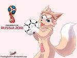  2016 anthro ball balls blush canine cub eyewear fifa glasses holding_(disambiguation) male mammal penis senz soccer sport tongue wet wolf world_cup young zabivaka 