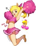  artist_name blonde_hair cheerleader chibi commentary_request crop_top crop_top_overhang crossdressing hair_ribbon jumping korean link long_hair looking_at_viewer male_focus midriff mimme_(haenakk7) multiple_views navel one_eye_closed open_mouth otoko_no_ko pointy_ears pom_poms ponytail ribbon simple_background skirt smile sparkle star the_legend_of_zelda the_legend_of_zelda:_tri_force_heroes toon_link twitter_username white_background wind wind_lift 
