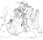  1girl cameko_(camel) camel_(dansen) dress female hat monochrome monster_girl original sleeves_past_wrists smile solo tentacle 