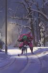  animal arm_cannon bare_tree bent_over bodysuit boots brown_hair bunny cloud cloudy_sky d.va_(overwatch) forest gatling_gun gloves gun hands_on_own_knees headphones highres lamppost leaning_forward legs_apart long_hair long_sleeves mecha meka_(overwatch) nature outdoors overwatch pauldrons pilot_suit ribbed_bodysuit scenery shoulder_pads sidelocks sky snatti snow solo thigh_boots thighhighs tree turtleneck weapon white_footwear white_gloves wide_shot winter 