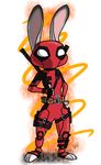  2016 anthro belt bodysuit clothing crossover deadpool disney female fingerless_gloves gloves hi_res judy_hopps lagomorph long_ears mammal marvel mask rabbit signature skinsuit solo tight_clothing toes vicockart zootopia 