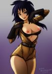  1girl black_hair breasts extreme_ghostbusters ghostbusters gloves gothic kylie_griffin lips mina_cream minacream nipples solo thighs 