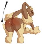  &lt;3 &lt;3_eyes anthro bdsm bent_over big_butt blush borvar brown_fur butt crying fur huge_butt lopunny nintendo open_mouth pok&eacute;mon riding_crop spank_marks tears thick_thighs tongue tongue_out video_games whip 