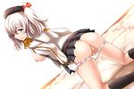  ass breasts censored kantai_collection kashima_(kancolle) nipples no_bra open_shirt pantsu panty_pull pussy undressing uniform yoshimo 