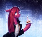  blue_eyes cake clothed clothing detailed_background equine female feral food fur hair hooves jewelry mammal necklace pink_fur pink_hair pinkie+pie rublegun smile solo 