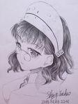  absurdres capelet commentary_request glasses graphite_(medium) hat headdress highres kantai_collection kumo_hulan pencil roma_(kantai_collection) solo traditional_media 