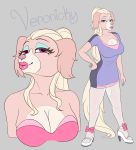 absurd_res anthro blonde_hair breasts canid canine cleavage clothed clothing eyelashes eyeshadow female footwear fully_clothed hair hi_res high_heels legwear lipstick long_hair looking_at_viewer makeup mammal nylonlyon pink_nose shoes solo tights 