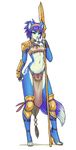  armor blue_fur blue_hair clothed clothing ear_piercing female fur hair krystal luigiix melee_weapon nintendo piercing polearm skimpy spear star_fox video_games weapon wide_hips 