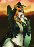  1girl blonde_hair breasts hair_ornament hood large_breasts looking_at_viewer midna midna_(true) red_eyes solo the_legend_of_zelda tongue_out 