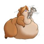  anthro bear belly belly_expansion big_belly blonde_hair body_in_mouth breasts cat duo featureless_breasts feet_first feline female hair hyper hyper_belly inflation male male/female mammal oral_vore overweight overweight_female purple_eyes saliva scott_calico soft_vore thick_thighs vore 