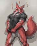  anthro bottomless canine captainjohkid clothed clothing colored flakjacket0204 grey_background japanese_text male mammal muscular simple_background solo text translation_request wolf 