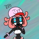  black_skin blue_eyes breasts female hair hat humanoid japanese-spaghetti nintendo open_mouth pink_hair pok&eacute;mon tapu_lele tube_top video_games 