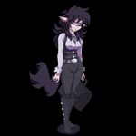  2016 anthro black_background black_hair boots business_suit callie_briggs cat clothed clothing digital_media_(artwork) eyewear feline female footwear glasses goth green_eyes hair hi_res mammal necktie plagueofgripes simple_background solo suit swat_kats 