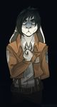  anthro attack_on_titan black_hair clothed clothing eam0 green_eyes hair lagomorph male mammal rabbit serious simple_background solo standing 