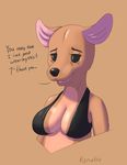  2016 bra breasts clothing dialogue disney female kanga kangaroo mammal marsupial mature_female renabu simple_background solo underwear winnie_the_pooh_(franchise) 