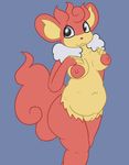  anthro ape areola belly big_breasts black_eyes breasts female fur hair looking_away mammal monkey navel nintendo nipples nude pok&eacute;mon posexe primate pussy red_fur red_hair simisear simple_background slightly_chubby smile solo standing video_games white_fur wide_hips yellow_fur 