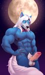  abs biceps bow_tie canine erection hair holding_penis looking_at_viewer male mammal moon muscular muscular_male nipples omari pecs penis pubes solo uncut vein veiny_penis white_hair wilford wolf 