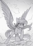  equine eyelashes fan_character feathered_wings feathers female feral fur greyscale hair holding_object holding_weapon hooves mammal melee_weapon monochrome my_little_pony nude outside pegasus sketch solo standing sword weapon wings yakovlev-vad 