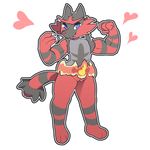  &lt;3 2016 anthro bottomless clothed clothing digital_media_(artwork) feline female flexing incineroar itsunknownanon looking_at_viewer mammal muscular nintendo pok&eacute;mon pussy simple_background smile solo standing tiger video_games 