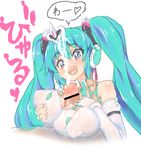  aqua_eyes aqua_hair bad_id bad_pixiv_id breasts censored covered_nipples cum grabbing_own_breast h.izumi hatsune_miku large_breasts long_hair nail_polish nipples open_mouth out_of_frame paizuri penis smile solo_focus translation_request twintails vocaloid white_background 