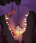  blonde_hair cage calico807_(artist) chain claws dragon equine forked_tongue friendship_is_magic fur glowing hair jewelry mammal my_little_pony open_mouth pegasus purple_eyes saliva scared story story_in_description teeth tongue vore white_fur wings 