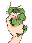  bite claws cute disembodied_hand dragon duo green_skin horn human legendary_pok&eacute;mon mammal nintendo pok&eacute;mon rayquaza red_skin scalie simple_background video_games white_background yellow_eyes yellow_skin 
