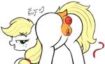  2016 animal_genitalia anus applejack_(mlp) blonde_hair butt clitoris earth_pony equine female friendship_is_magic godoffury green_eyes hair horse long_hair looking_at_viewer looking_back mammal monochrome my_little_pony nude open_mouth pony presenting presenting_hindquarters puffy_anus pussy simple_background sketch solo white_background 