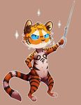  ambiguous_gender anthro blue_eyes chibi dannoitanart feline fur mammal nude sabre_(disambiguation) smile solo standing stripes tiger 