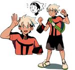  backpack bag blue_eyes character_sheet dark_skin dark_skinned_male headband headband_removed holding holding_poke_ball kendy_(revolocities) male_focus multiple_views poke_ball poke_ball_(generic) pokemon pokemon_(game) pokemon_oras shoes simple_background smile sneakers sweatband what_if white_background white_hair yuuki_(pokemon) 