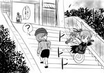  ? anastasia_(idolmaster) comic drill_hair flower greyscale hair_flower hair_ornament hat idolmaster idolmaster_cinderella_girls kanzaki_ranko katagiri_sanae kuboken long_sleeves monochrome multiple_girls nitta_minami polearm police police_hat police_uniform policewoman rosenburg_engel running spear translated twin_drills uniform weapon 