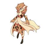  2016 anthro arcanine fangs fur fusion gardevoir hair humanoid hybrid nintendo orange_hair plagueofgripes pok&eacute;mon simple_background smile solo video_games white_background 